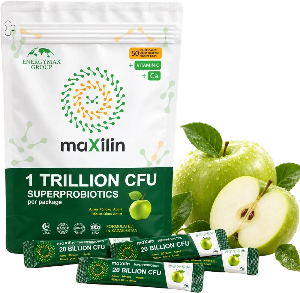 MaXilin, мягкая упаковка 50 саше, вкус яблоко